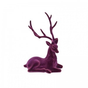 CERVO FLOCCATO 25,4X12 H36,8 cm - viola
