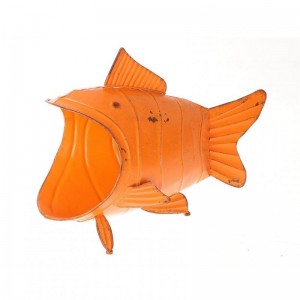 VASO PESCE METALLO 42X26XH30cm orange