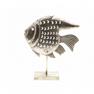 PORTACANDELA PESCE 44X12 H51 - argento