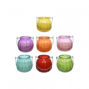 CANDELA VETRO CITRONELLA D8 H8cm- 7 col.