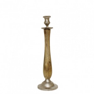 CANDELABRO ALLUMINIO/LEGNO H44 - D13CM