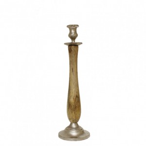 CANDLESTICK ALUMINUM / WOOD H44 - D13CM