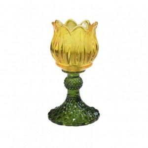 PORTACANDELA VETRO TULIP H15cm - yellow