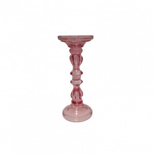 CANDELABRO VETRO D10 H25 - rosa