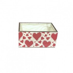CASSETTA LEGNO DEC. CUORI 22x12 H11 cm