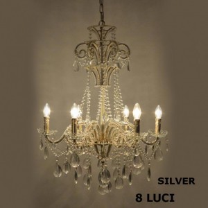 LAMPADARIO 8L-kg14 D78H98 cm-trasp/silve