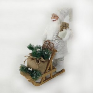 BABBO NATALE H45 c/slitta - white