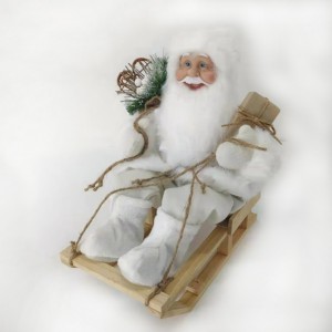 BABBO NATALE SEDUTO H45 c/slitta - white