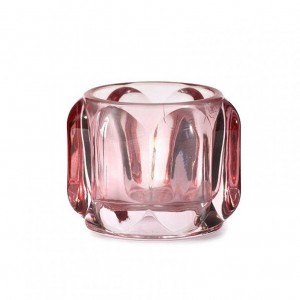 PORTACANDELA VETRO D8,4 H6,5cm-rosa