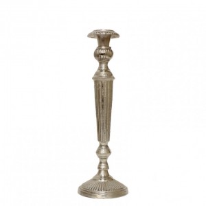 CANDELABRO ALLUM. RIGATO ARGENTO H38CM
