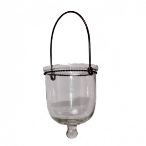 GLASS LANTERN 10XH12CM w / black handle