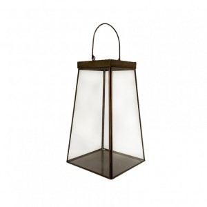 GLASS LANTERN 18XH30cm - raw gold