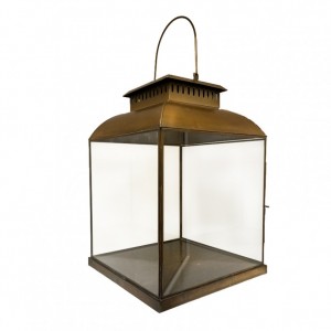 GLASS LANTERN 36XH50cm - raw gold