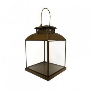 GLASS LANTERN 26XH40cm - raw gold