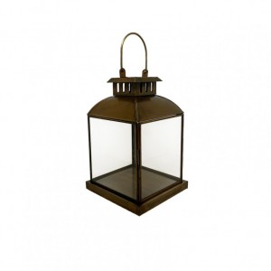 GLASS LANTERN 16XH30cm - raw gold