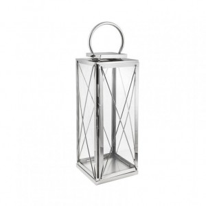 LANTERNA VETRO/ACCIAIO D25,5 H68,5 cm