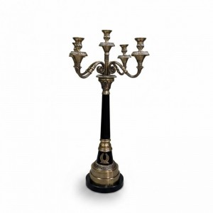 CANDELABRO ALLU/MARMO H80-5fuochi -nero