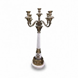 CANDELABRO ALLU/MARMO H80-5fuochi-bianco
