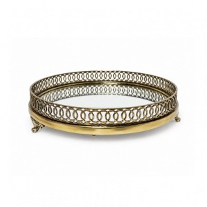 VASSOIO ALLUMINIO E SPECCHIO D34 H7,5CM