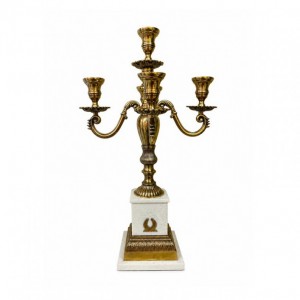 CANDELABRO ALLU/MARMO H80-5fuochi-bianco