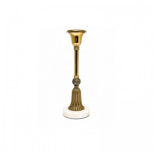 CANDELABRO ALLU/MARMO D9,5 H29CM -bianco