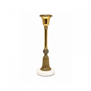 CANDELABRO ALLU/MARMO D10,5 H32CM-bianco
