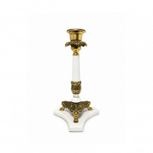 CANDELABRO ALLU/MARMO H38CM -bianco