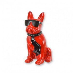 BULLDOG RESINA C/OCCHIALI H60CM - rosso