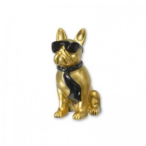 BULLDOG RESINA C/OCCHIALI H40CM - bronze