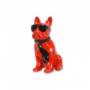 BULLDOG RESINA C/OCCHIALI H40CM - rosso