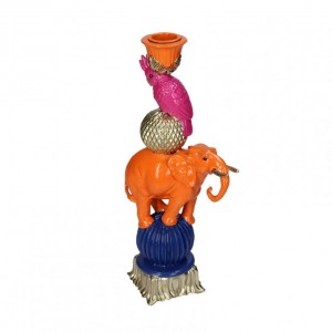 CANDELABRO ELEFANTE POLIRES. H26 -orange