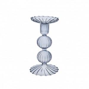 CANDELABRO VETRO D9 H16,5cm - blu avion