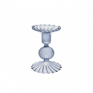 CANDELABRO VETRO D9 H10,5cm - blu avion