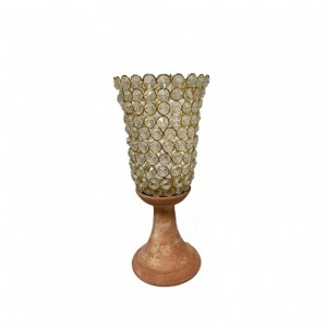 PORTACANDELA TERRACOTTA H28,5CM -scavo