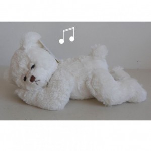 MUSICAL BEAR plush H26cm -white