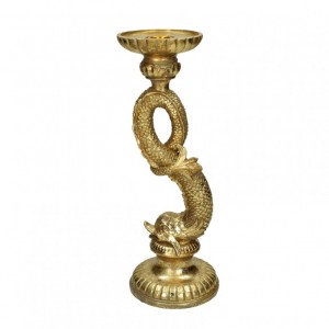 CANDELABRO PESCE RES. 11,4XH31,2cm -gold