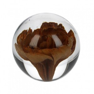 GLASS BALL D7CM brown flower