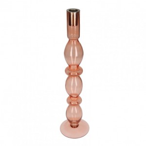 GLASS CANDLESTICK 10XH40 single flame-peach