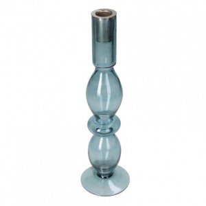 GLASS CANDLESTICK 8,9XH30 single flame - blue