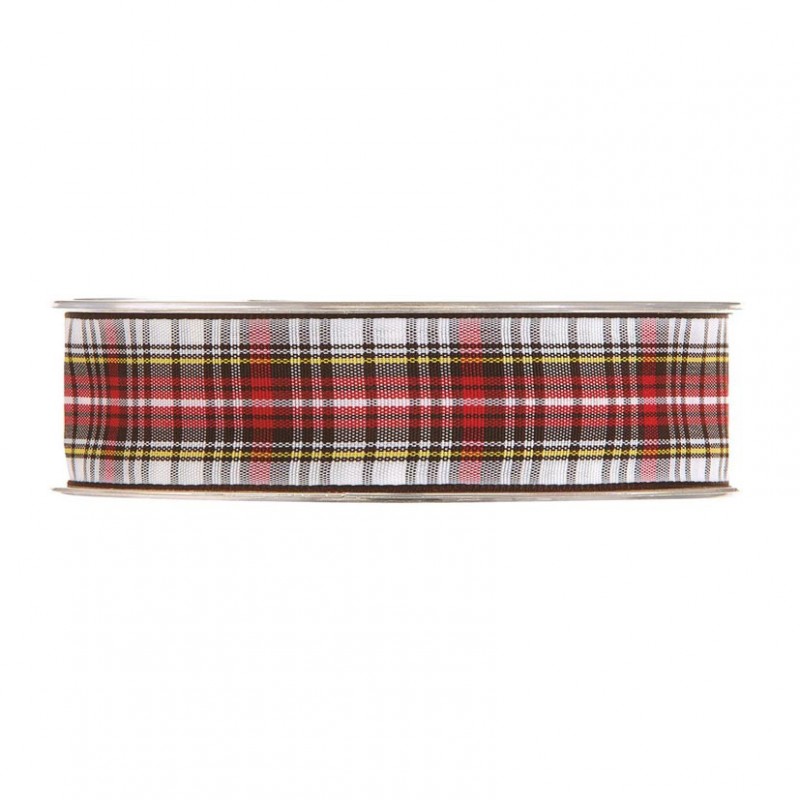 N/tartan 25mm 20mt - white red