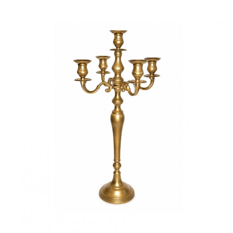 G-4951-GM | CANDELABRO allumin.mattgold H80CM-5 fuoc