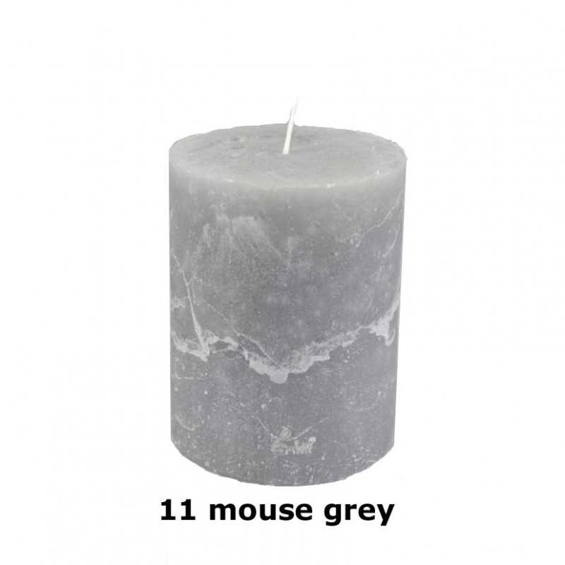 Rustic candle 13xd10cm - mouse gray