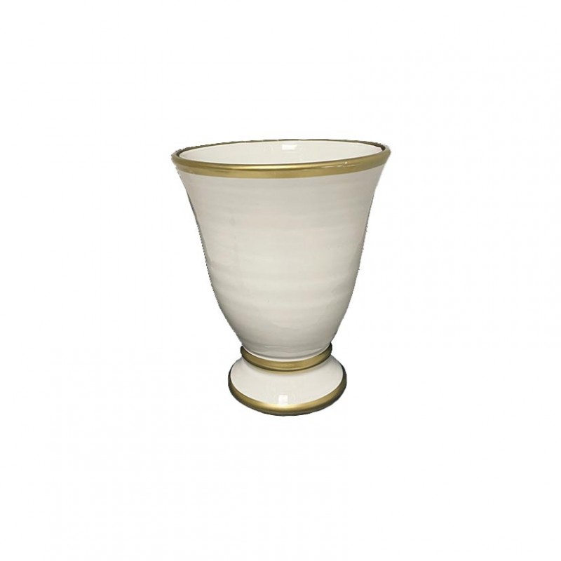 5725/12BIORO | COPPA TERRACOTTA D14 H16,5cm -bianco/oro