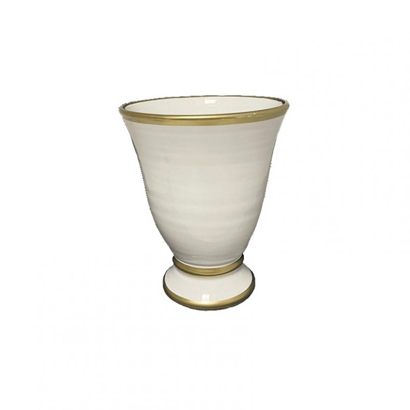 5725/16BIORO | COPPA TERRACOTTA D17 H19 cm - bianco/oro