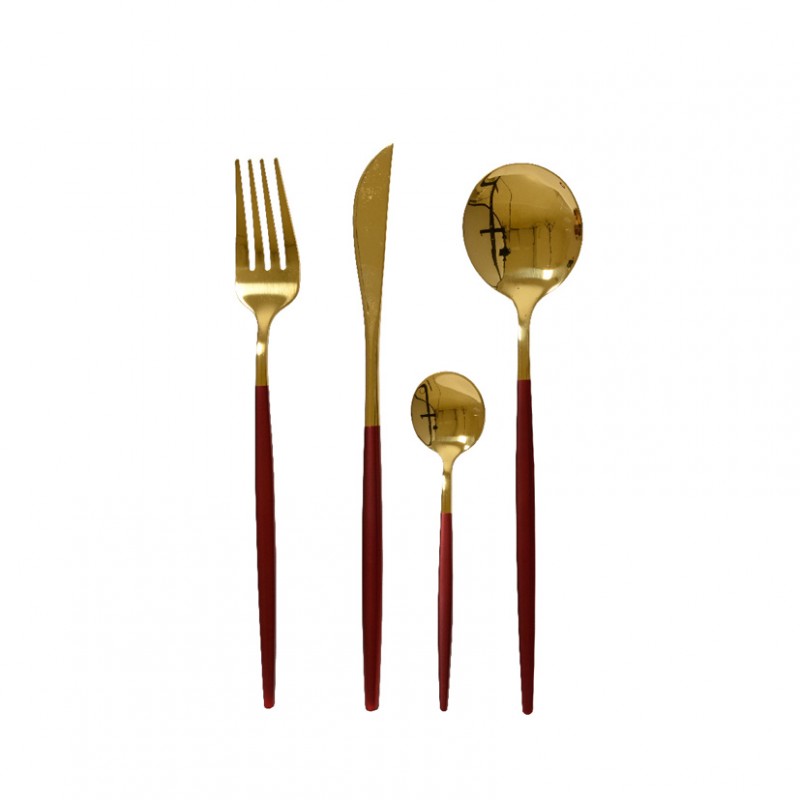 Posate servizio 16pz-oxblood/gold