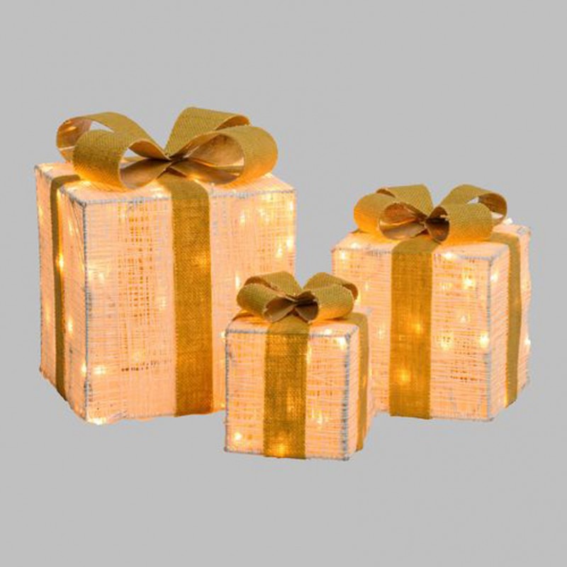 8024199068254 | S/3 PACCHI REGALO H25/20/15 CM 120LED