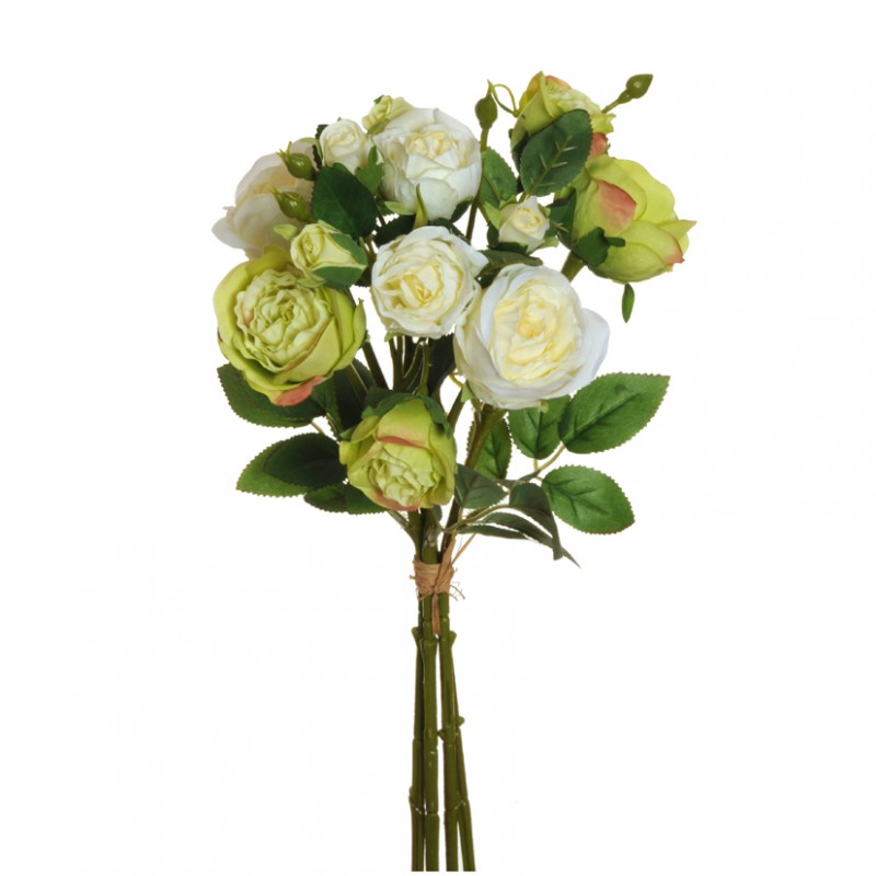 Rose english x4 44cm ro -bianco/verde *