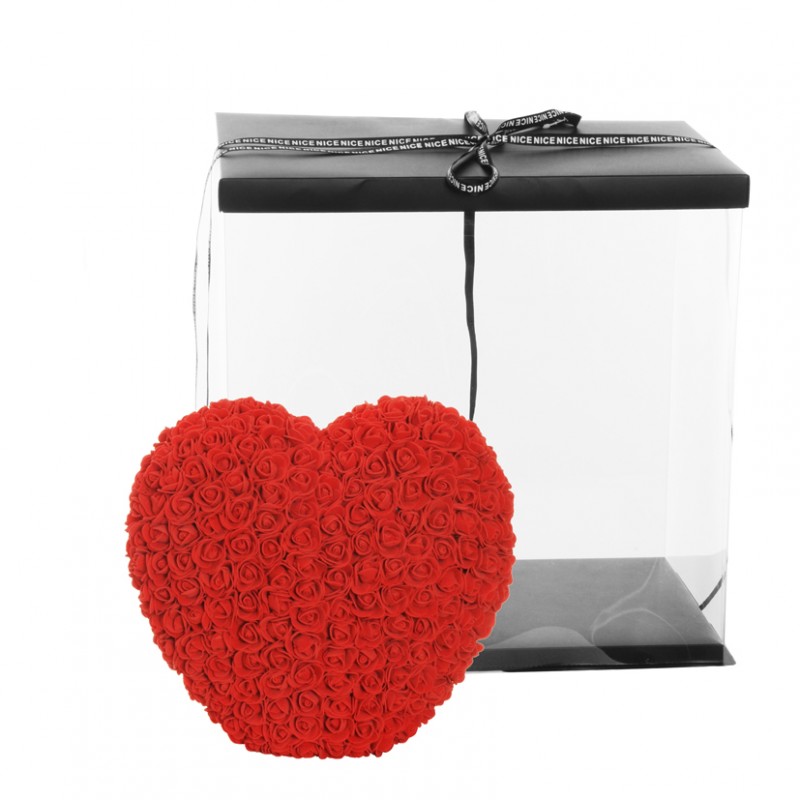 Cuore rose box 30xh27- rosso netto/outle