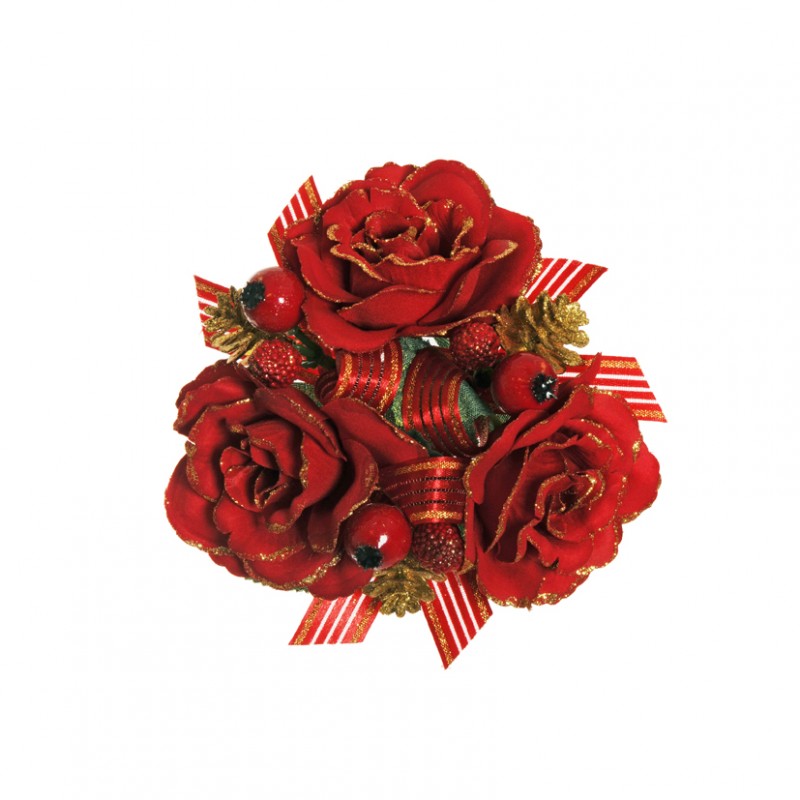 Corona bacche/fiori d14 co - red