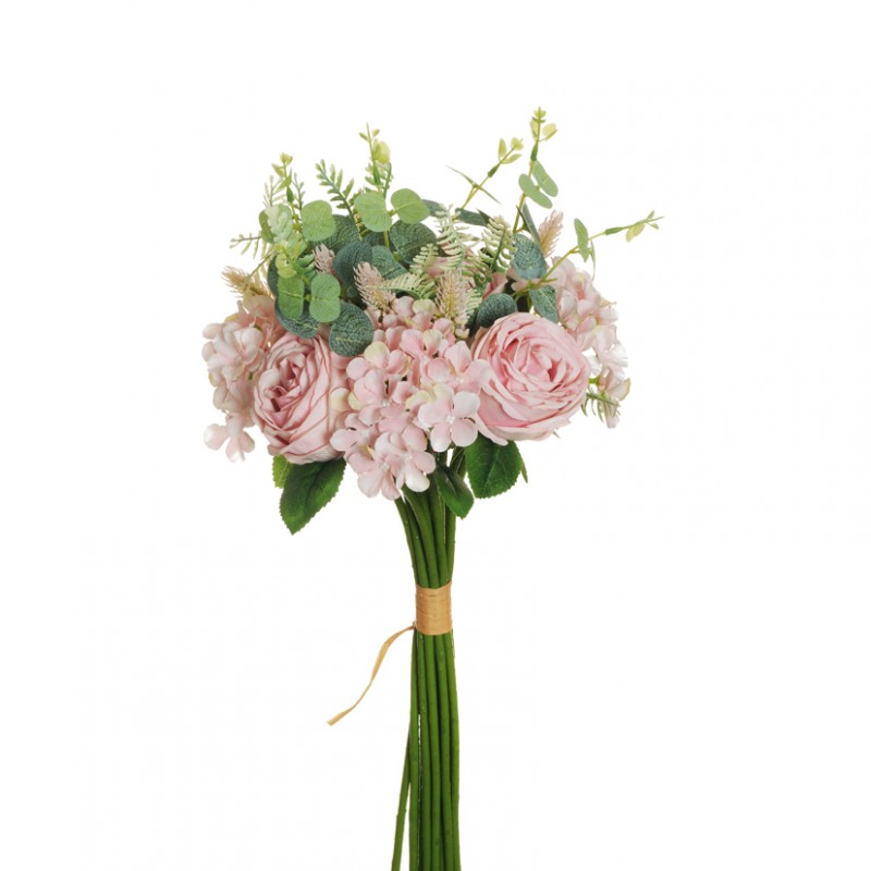 Rosa/orte/eucal bush x16 h53cm bu-pink*